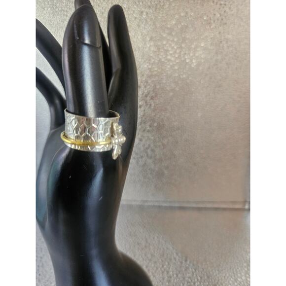 Bumblebee Spinner ring Handmade Sterling Silver 925 Stamped Sz 10 - Picture 7 of 10